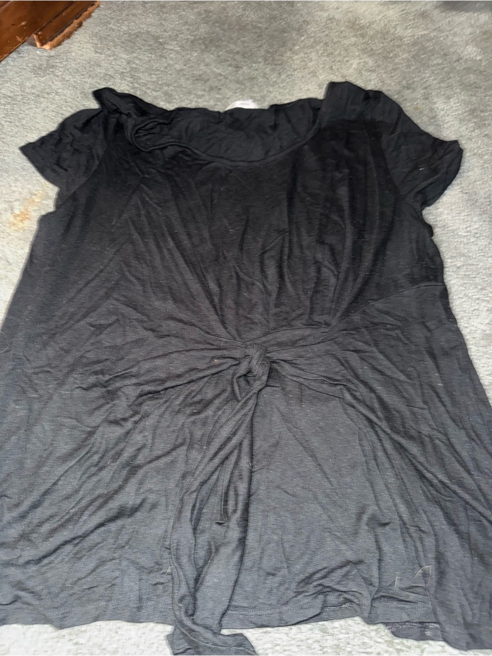 Black Short-Sleeve Knot-Front Women’s Top